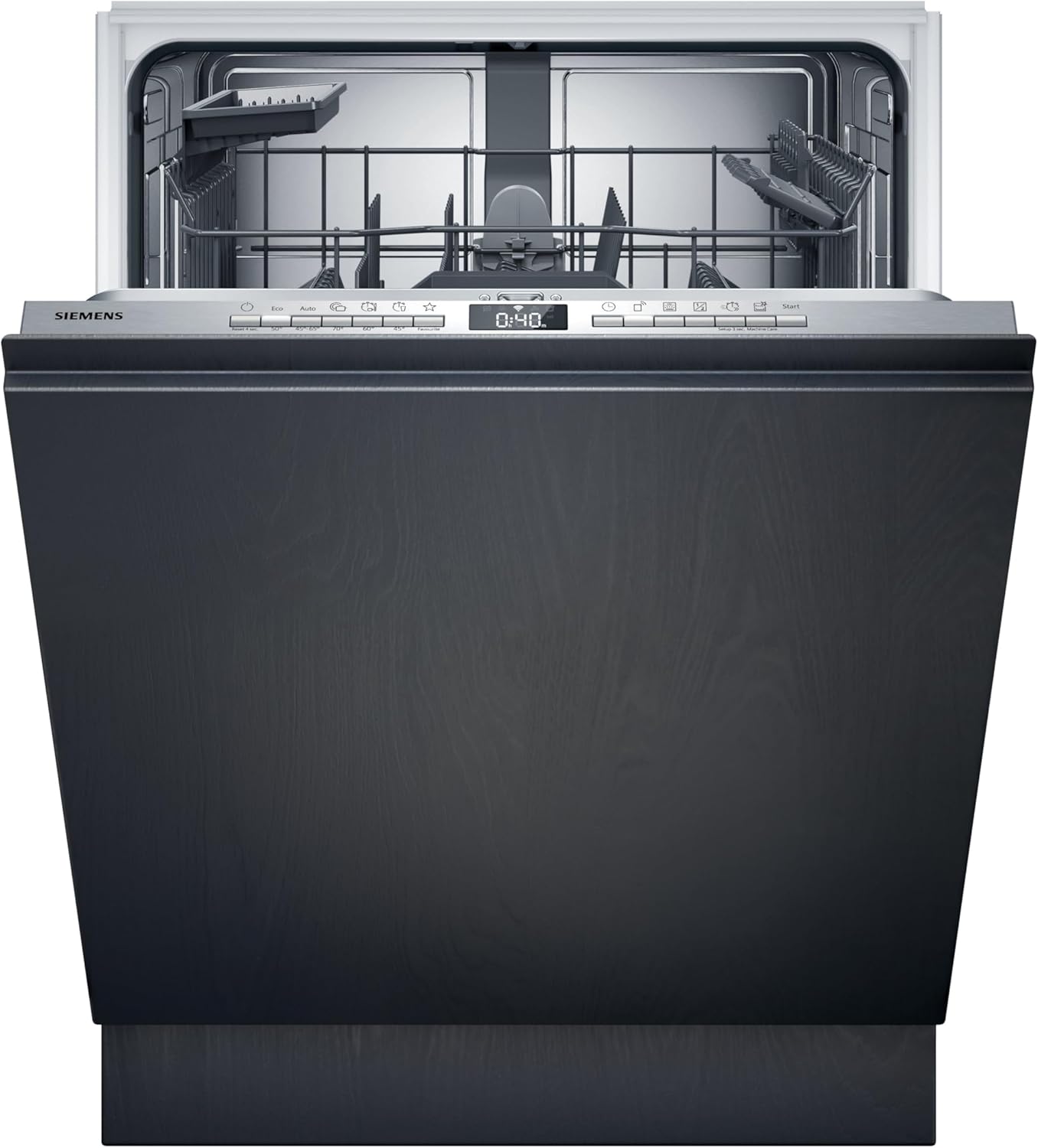 Siemens SN43ES14VE, iQ300 Smarter Geschirrspüler, Unterbau-Spülmaschine mit Besteckschublade, 60 cm, automatische Türöffnung dank autoOpen dry, besonders leise mit iQdrive-Motor, aquaStop, Edelstahl
