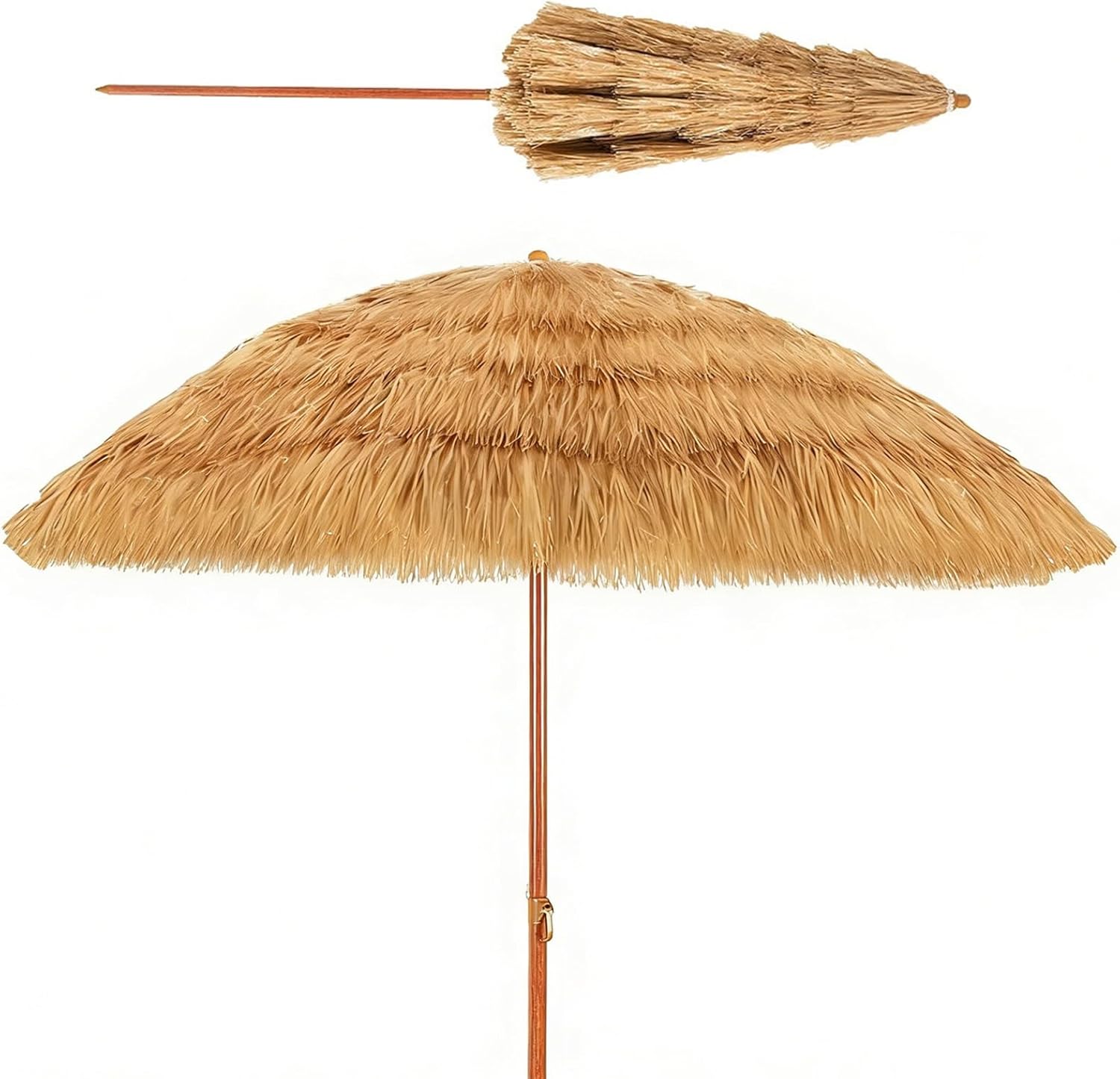 Markttisch-Terrassenschirm for Den Außenbereich, Strohgedeckter Strandschirm, Langlebig, Leicht, for Strand, Pool, Hinterhof Und Garten(2.4m/7.8ft)