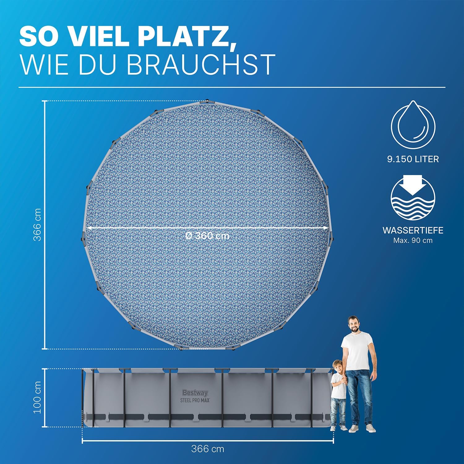 Bestway Steel Pro Max 5616B-7 Aufstellpool 366 x 100 cm