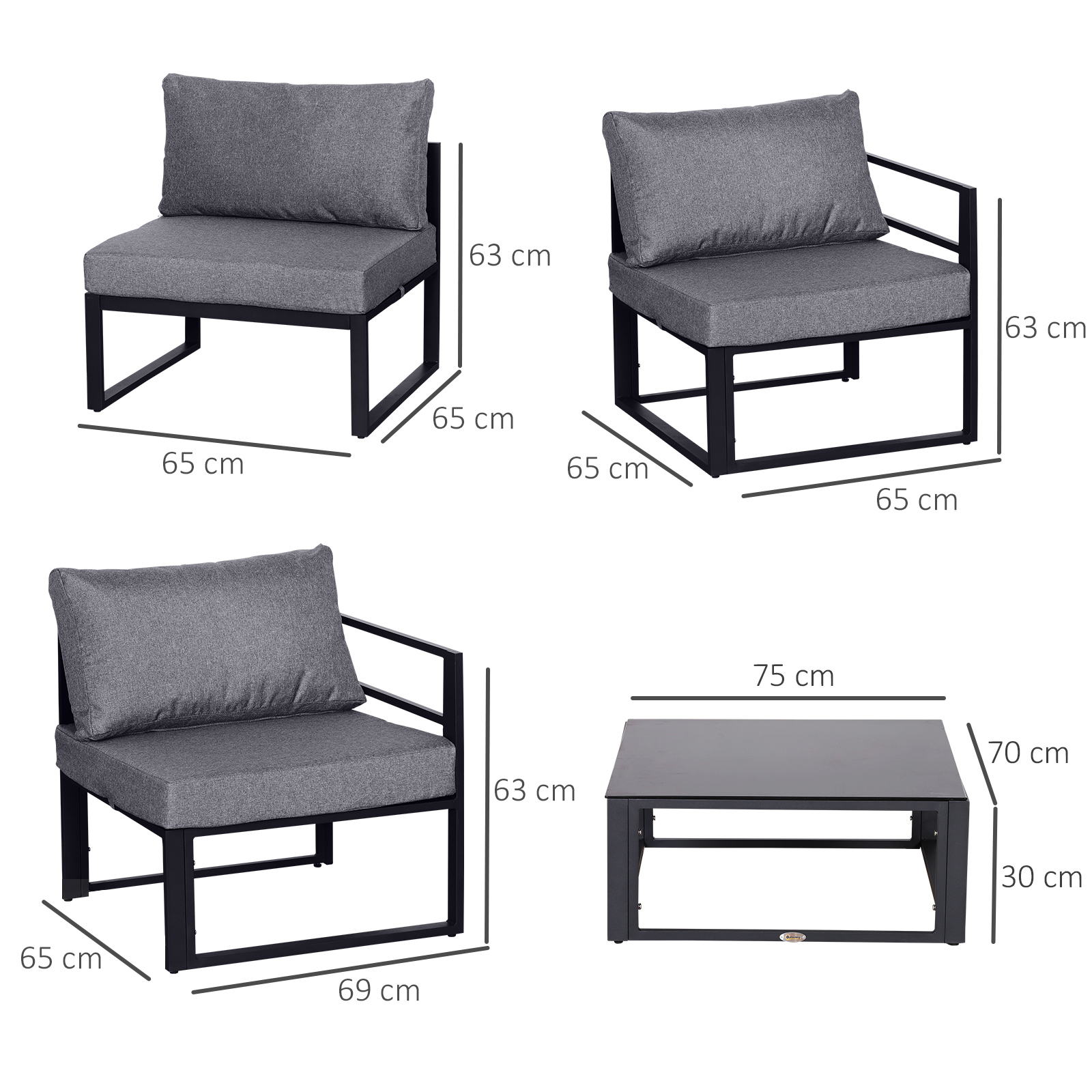 Outsunny 6-delig Tuinset tuinset meubelset