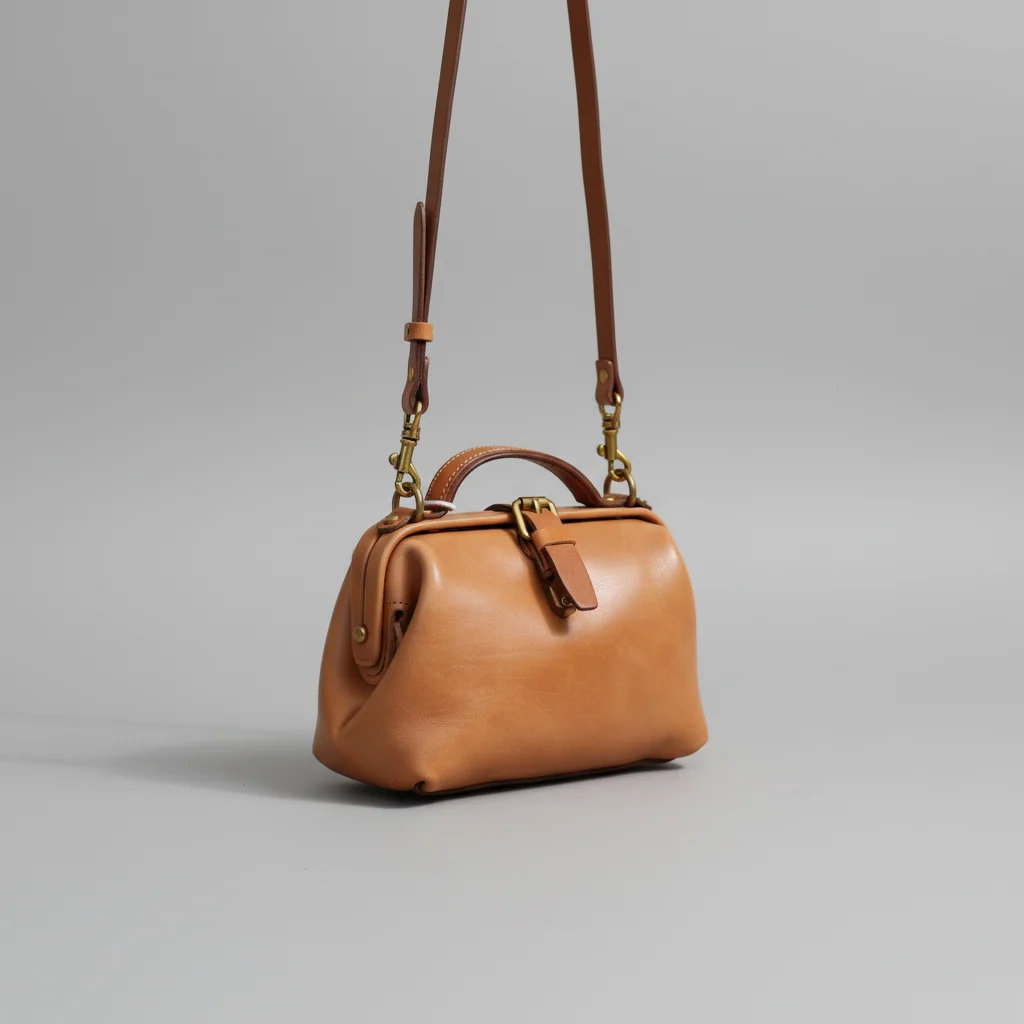 Brown Handmade Leather Bag Doctor Bag Crossbody Bag