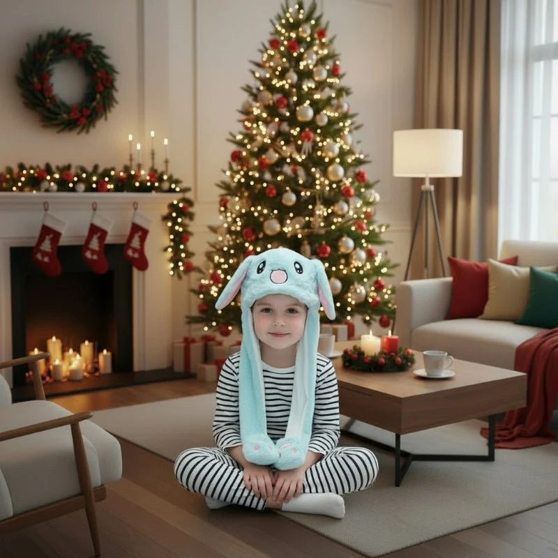 HOPZY – Interactieve Konijnenmuts met Beweeglijke Oren en Zachte Pluche Stof