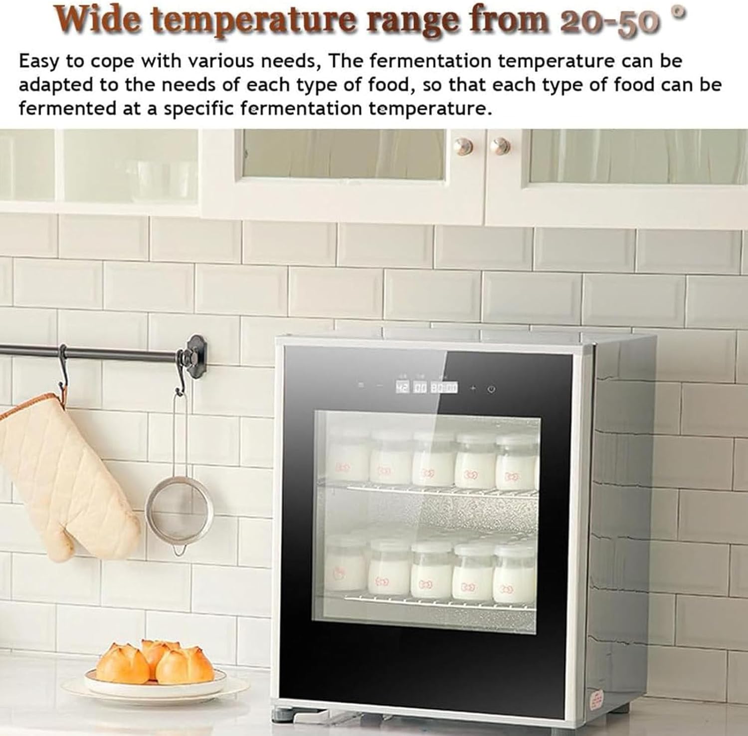 PixCy Teiggärbox,Gärschrank 40L/260W Gärinkubator Einstellbarer Temperatur,Zeit und Feuchtigkeitskontrolle für gleichmäßige Gärung,Für Brotteig & Reiswein,Backstube Zuhause