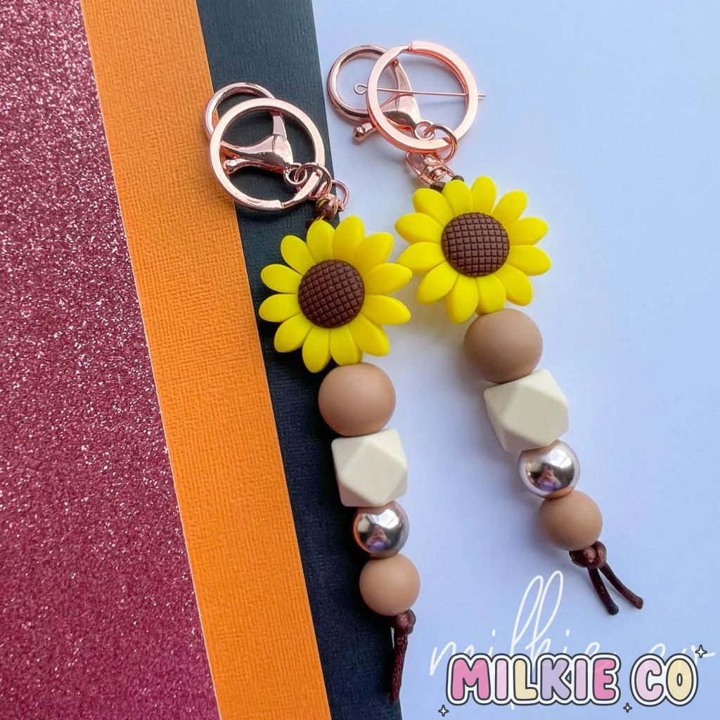 Sunflower Beaded Keychain