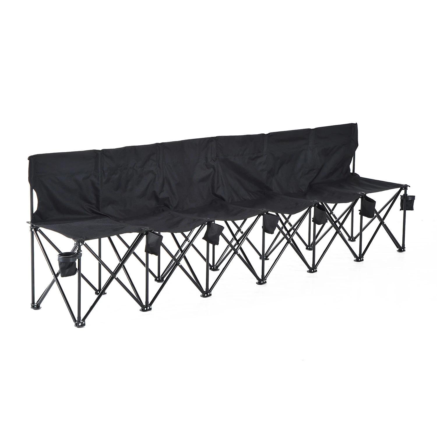 ? campingbank inklapbare bank 6-zits met draagtas tuinbank klapbank camping draagtas, Oxford + metaal, zwart / blauw, 279x48x80cm