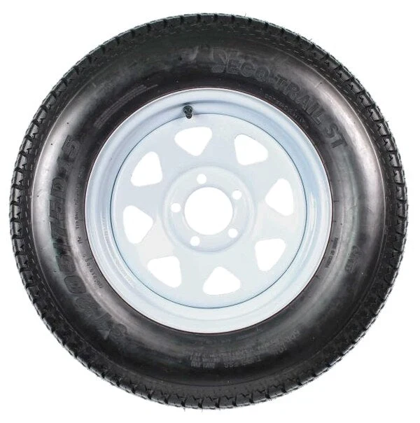 2-Pack Trailer Tire On Rim ST205/75D15 205/75 D 15 in. LRC 5 Hole White Spoke