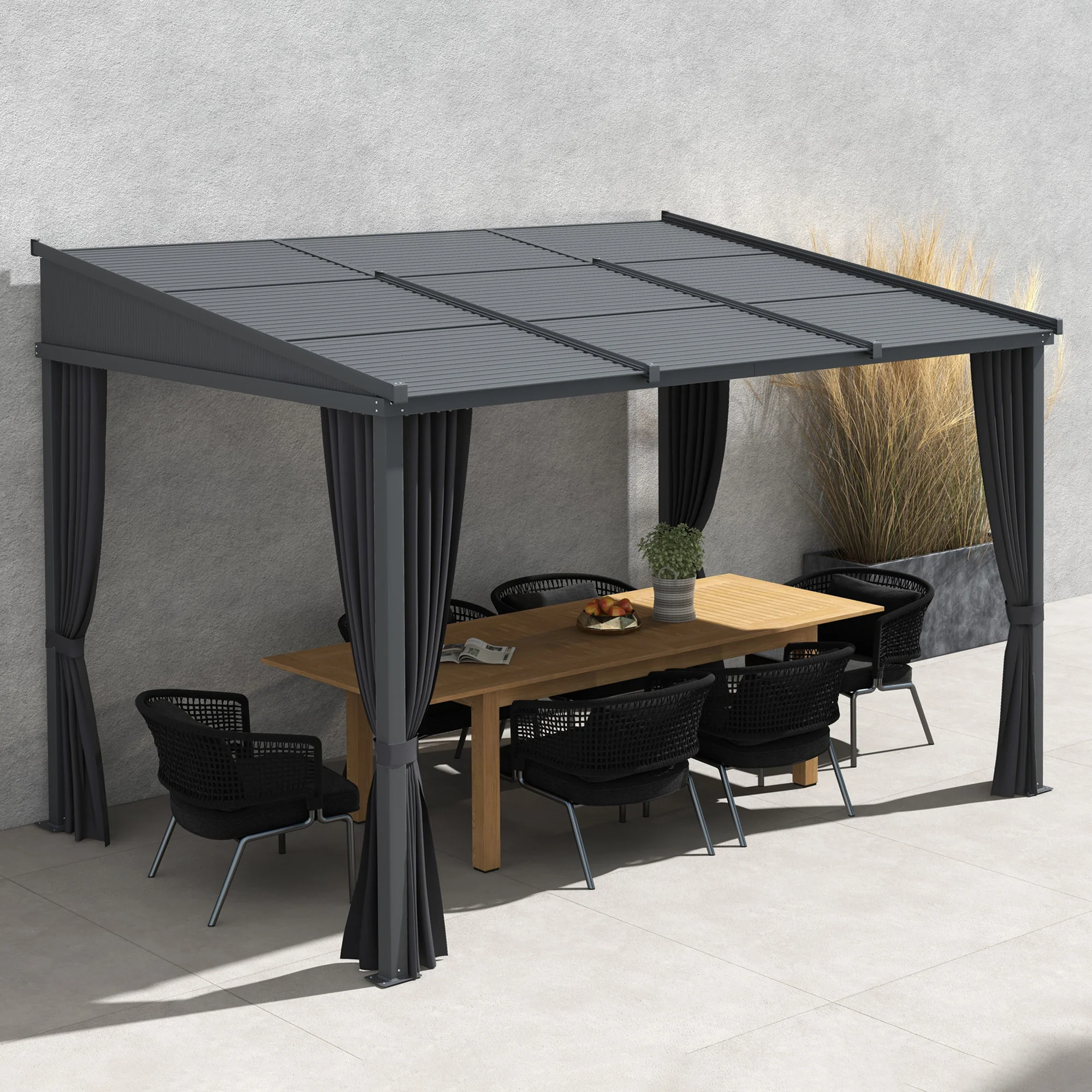 Outsunny Pergola Schiebedach Metallüberdachung