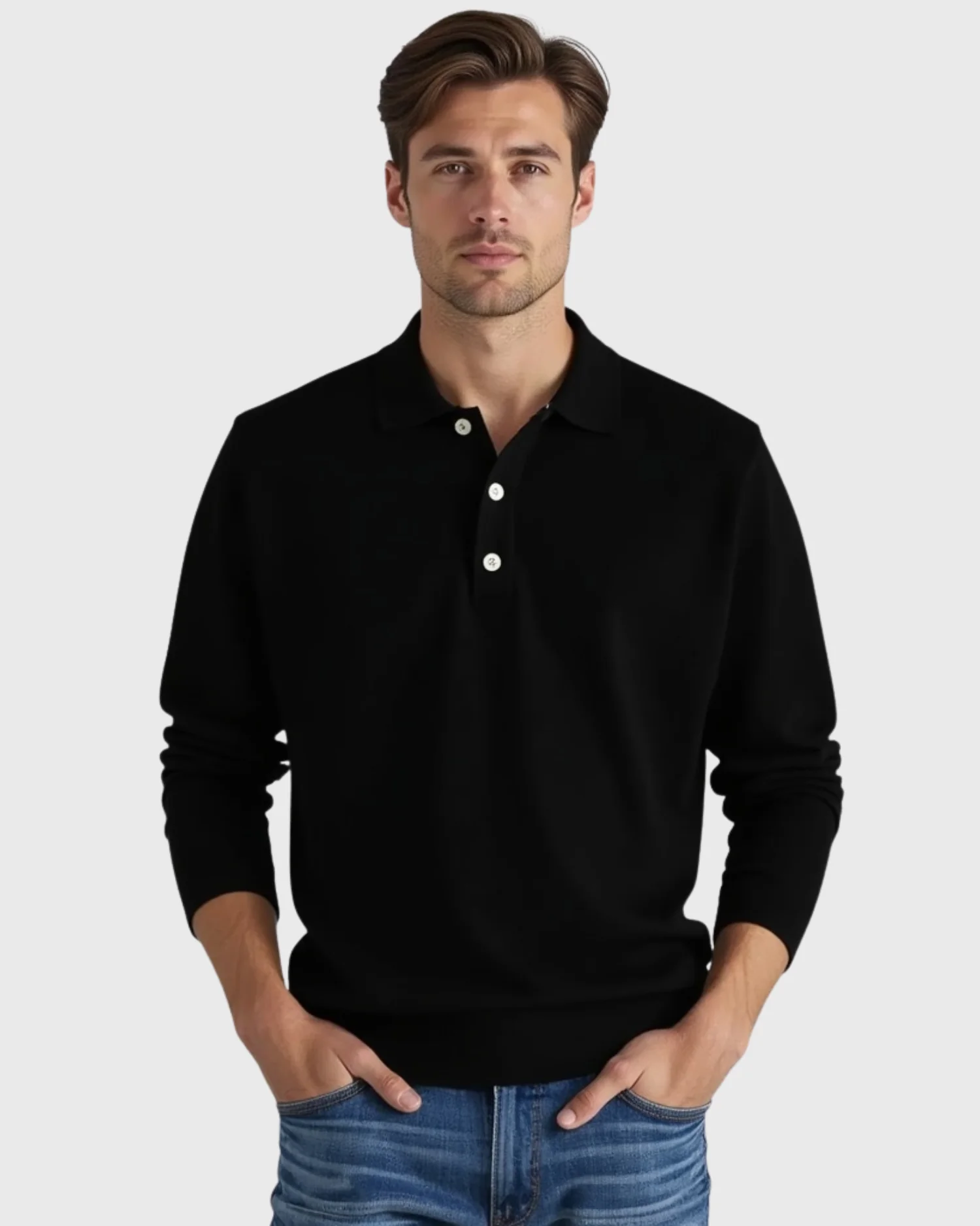 Langarm-Poloshirt f��r Herren mit Knopfleiste
