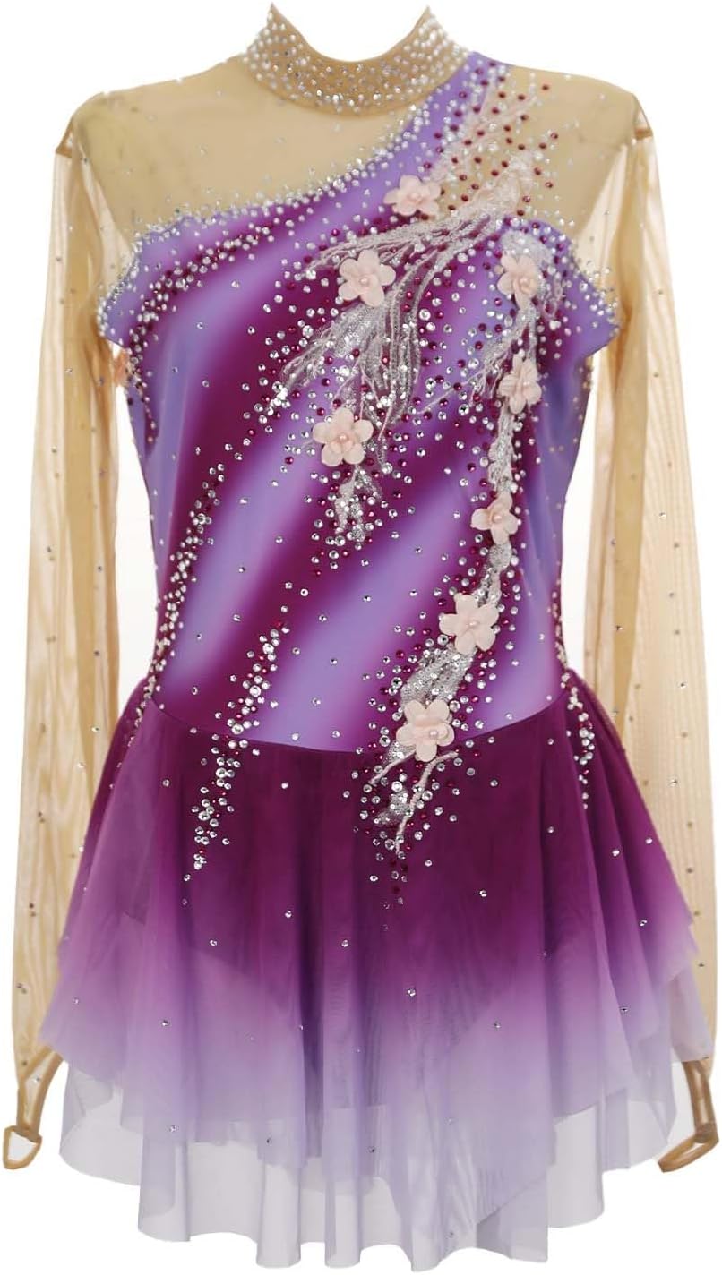 Eiskunstlaufkleid For Mädchen Und Frauen, Professionelle Eislaufbekleidung For Wettkampf-Applikationen-Tanzkostüm