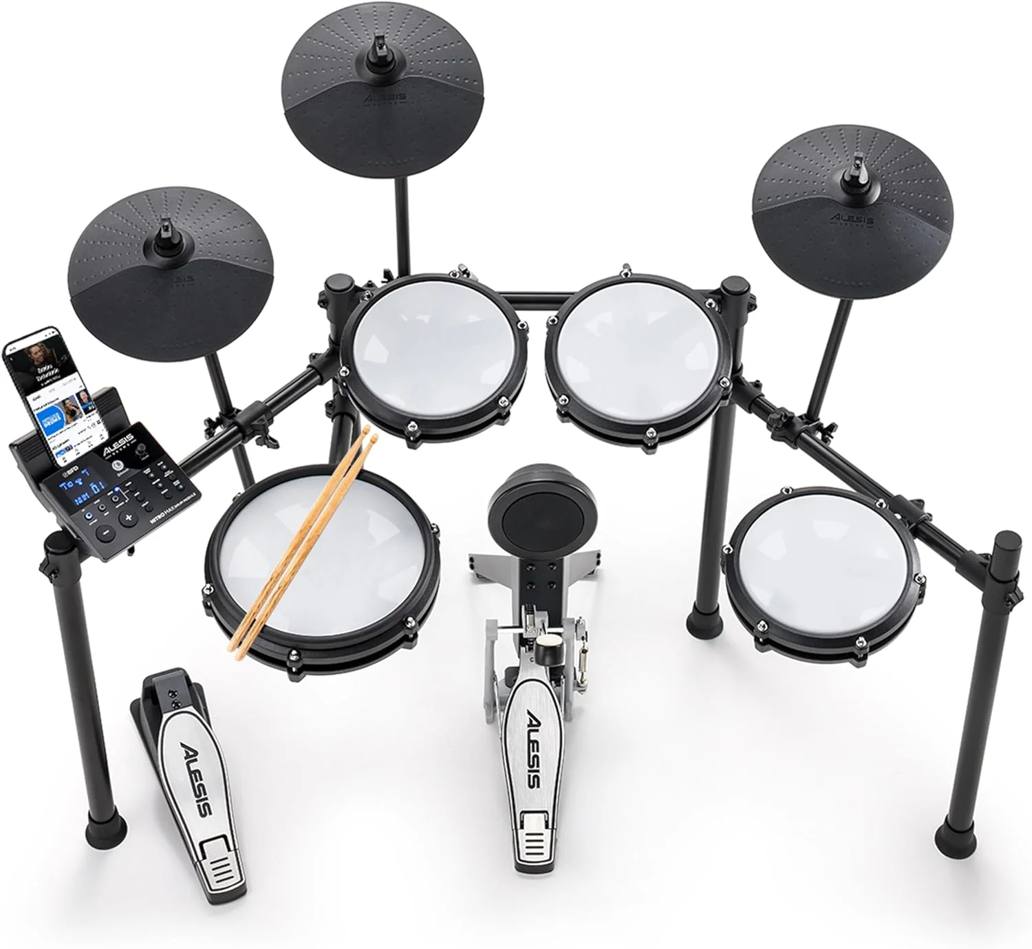 Alesis Nitro Max Kit Batería Electrónica con Parches Silenciosos de Malla, Caja de Doble Zona de 10