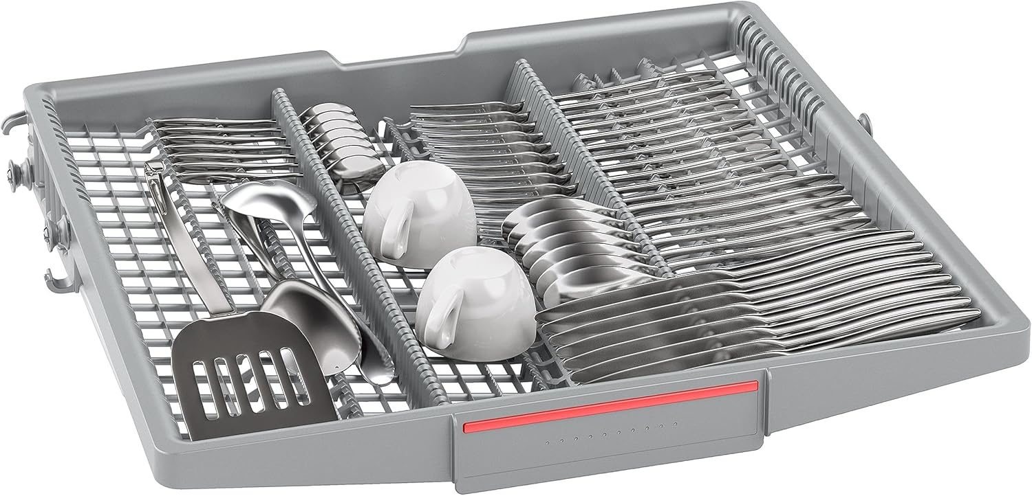 Bosch SMV4ETX08E, Serie 4, Smarter Geschirrspüler Vollintegriert 60 cm, Besteckkorb, Spülmaschine mit Programmassistent, besonders Leise, Rackmatic, Automatische Türöffnung, InfoLight, AquaStop