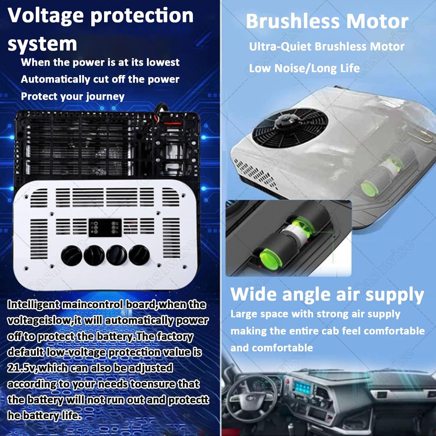 DC-Klimaanlage für Wohnmobil, Wohnmobil, Wohnmobil und Geländewagen, elektrisches Dachkühlsystem, 24 V Parkklimaanlage, einfache Installation