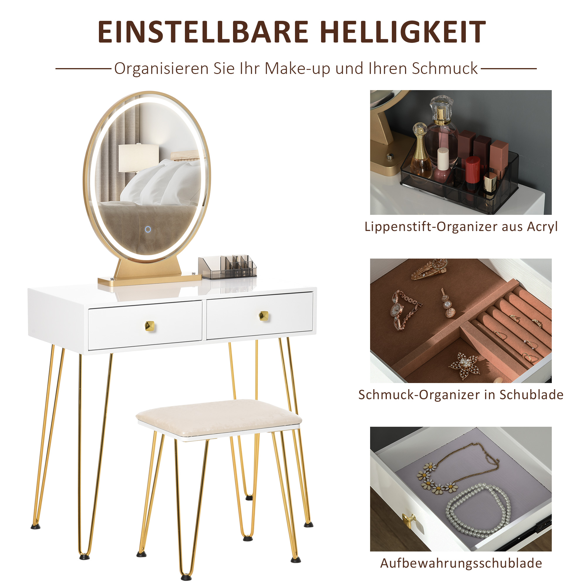 make-uptafel gestoffeerde kruk retro design