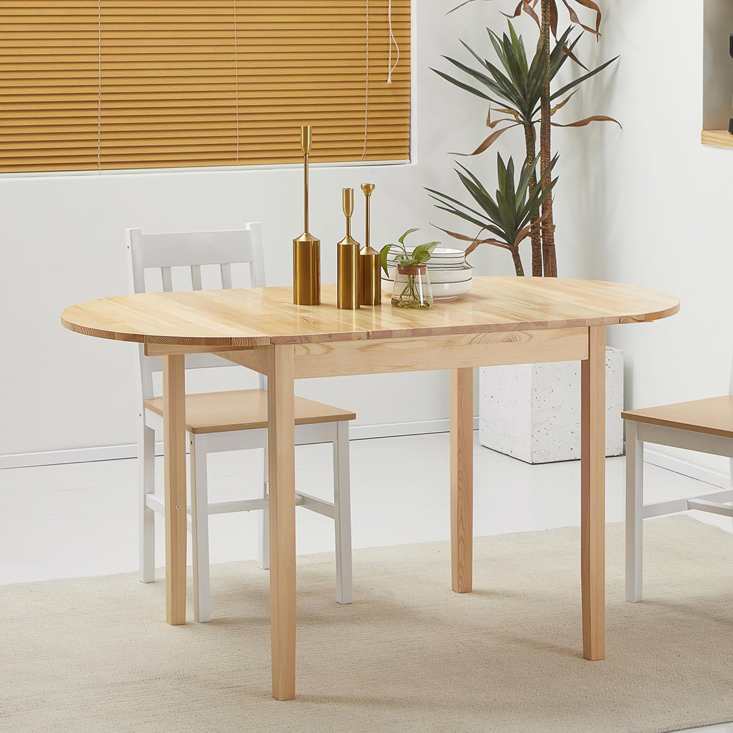 HOMCOM Esstisch aus Holz Klappbar Küchentisch für 6 Personen mit Drop-Leaf-Design Oval Klapptisch Esszimmertisch für Kleine Räume, Esszimmer, Küche 140 x 70 x 75 cm Naturholz