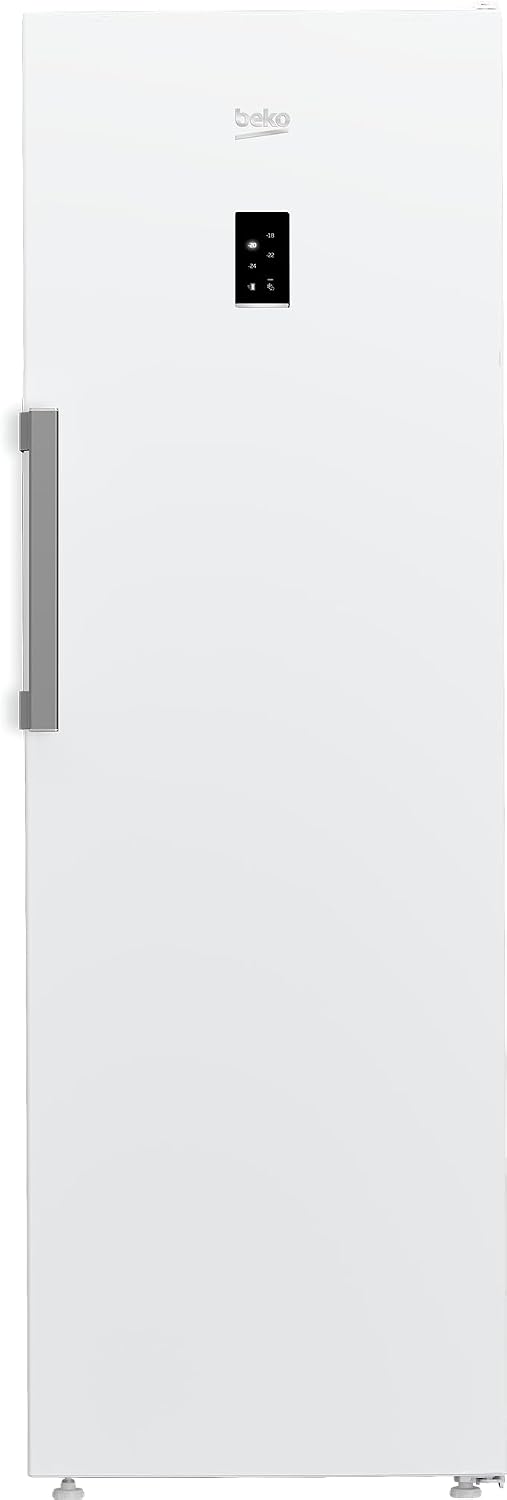 Beko B7RFNE316W Gefrierschrank, 286 l Nettovolumen, No Frost, Schnellgefrierfunktion, Multifunktionsdisplay, 5 Gefrierschubladen + 3 Fächer, 34 dB (A), in unbeheizten Räumen nutzbar, Weiß