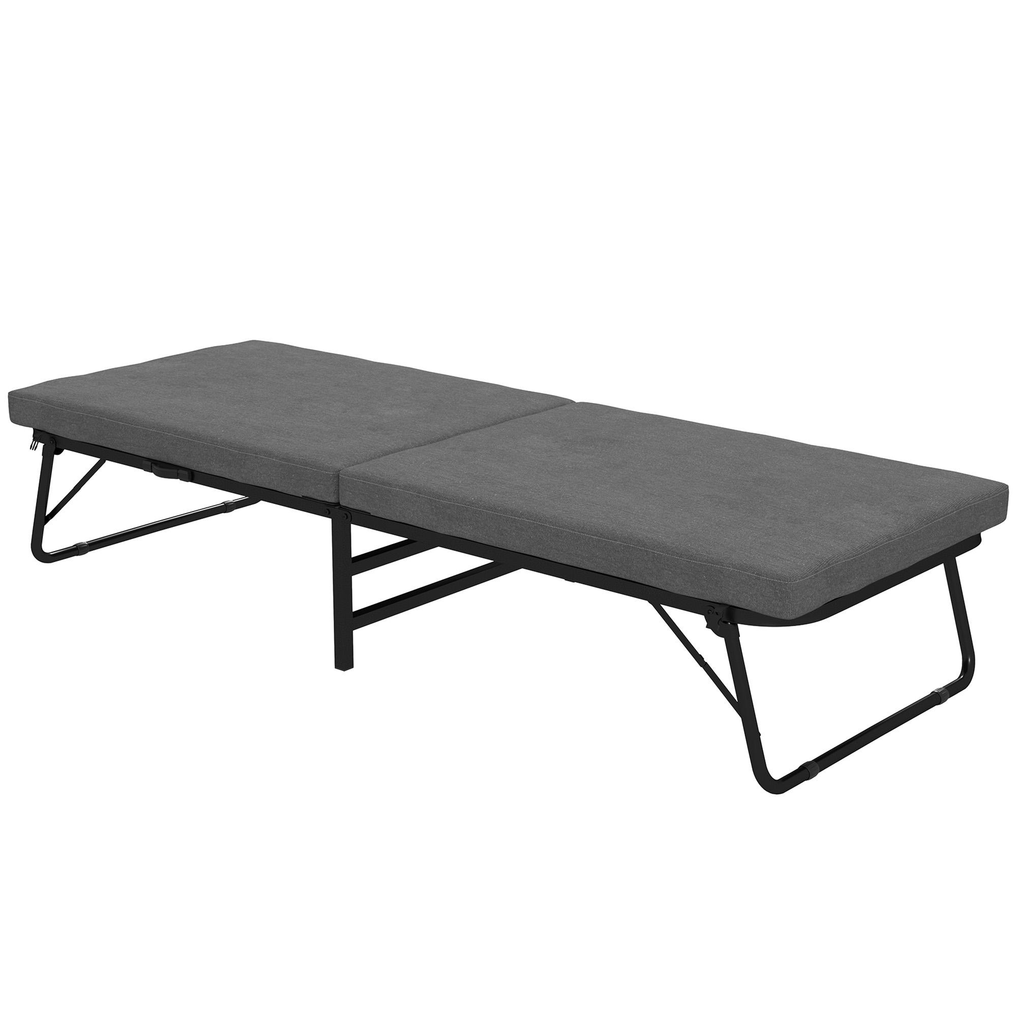 Opklapbed voor 1 Persoon, Logeerbed incl. Matras, Verstelbaar, 4 Wielen, 190 x 70 cm, Donkergrijs