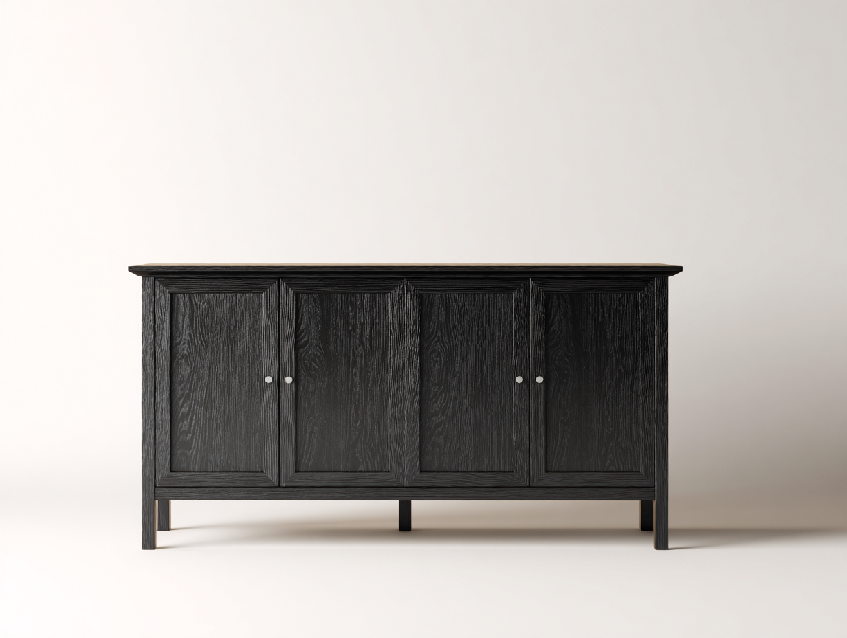 Dielenschrank Holz 180x40x85 cm - Schwarz - moderner Flurschrank geeignet für Diele und Eingangsbereich