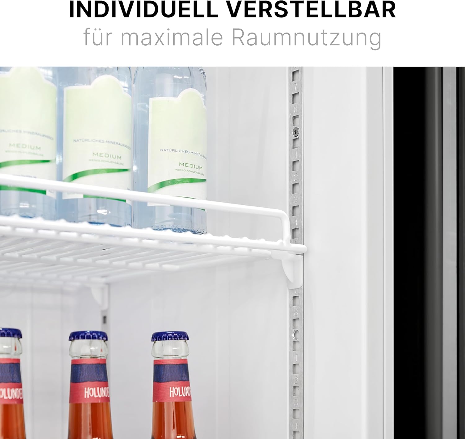 Bomann Kühlschrank mit Glastür Getränkekühlschrank abschließbar 6 höhenverstellbare Ablagen 30kg je Ablage 347 Liter Kühlschrank groß Flaschenkühlschrank m. LED-Licht KSG 7351 schwarz