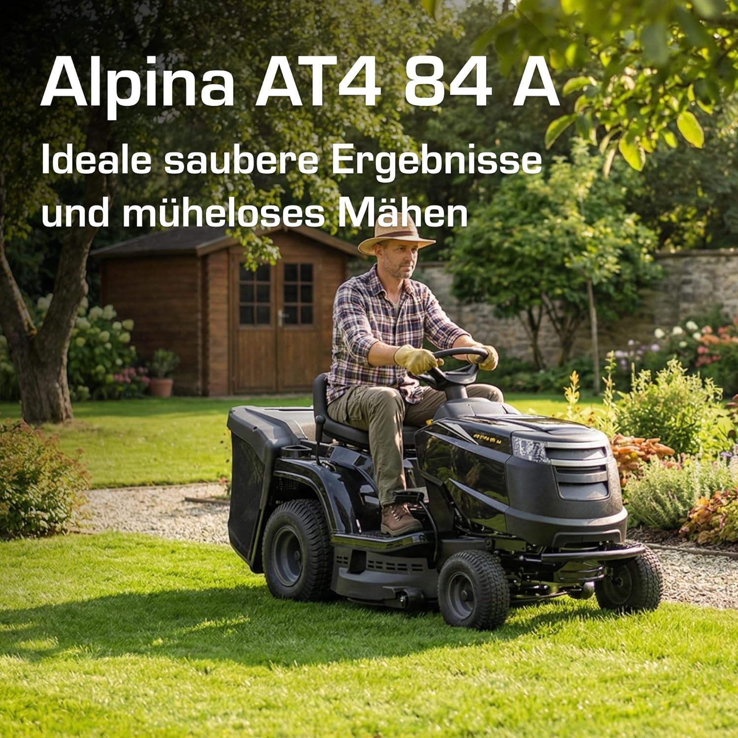 Alpina AT4 84 A Gartentraktor, 5,8 kW, 84 cm - 200 l Fangkorb, Elektromagnetische Messerzuschaltung - Für Rasenflächen Bis 3.000 m2