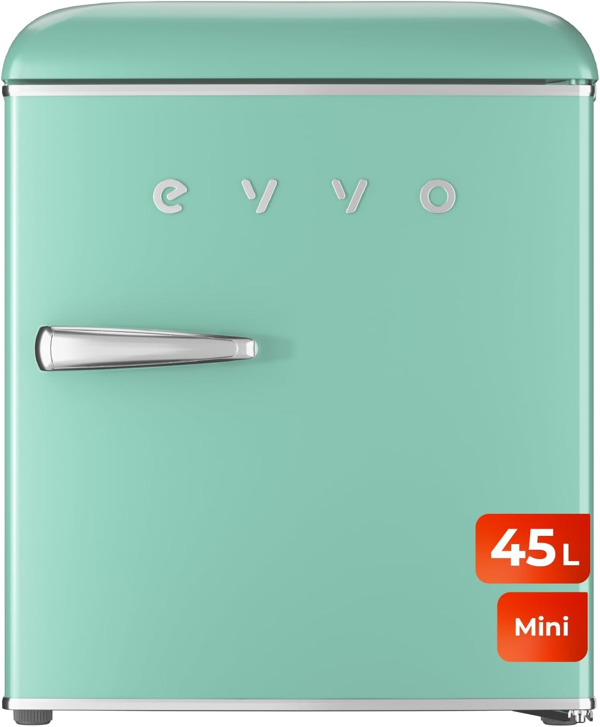 EVVO Mini Nevera Retro 45 Litros de Capacidad, Diseño Vintage, Bajo Consumo, Silenciosa, Control de Temperatura, Organizador de Espacios, Frigorífico Mini F20 Retro Color Verde Pastel