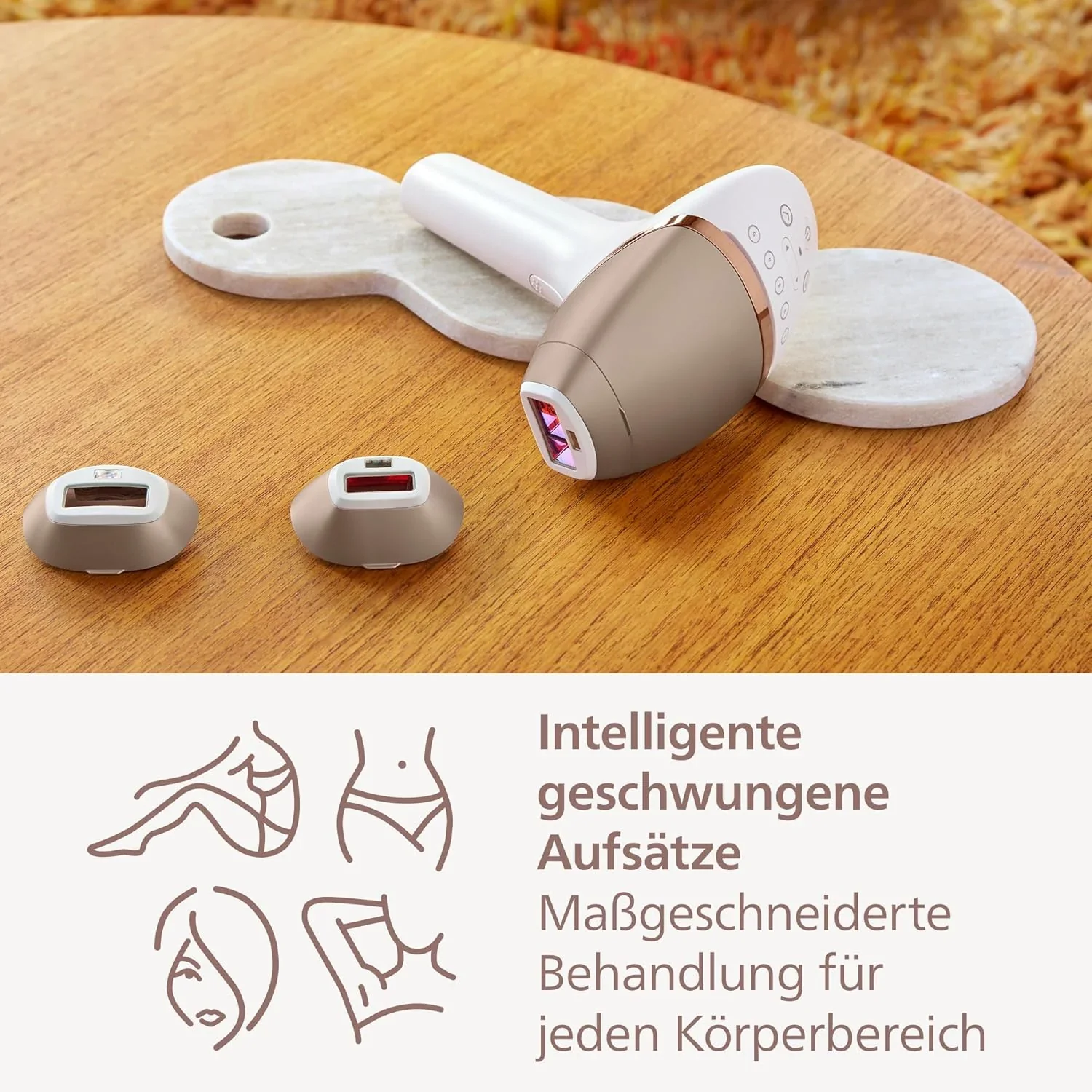 Philips Lumea IPL Haarentfernungsger?t 9000 Series �C Haarentfernungsger?t mit SenseIQ Technologie, 3 Aufs?tze f��r K?rper, Gesicht und Pr?zision, kabellos (Modell BRI955/00)