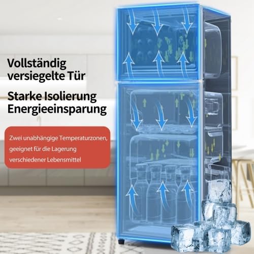 Merax Retro Kühlschrank mit Gefrierfach – Kleiner Mini Kühlschrank, 92L Gesamtvolumen, 28L Gefrierfach, 7 Temperaturstufen, Energieeffizienzklasse D – Ideal für Küche, Wohnzimmer