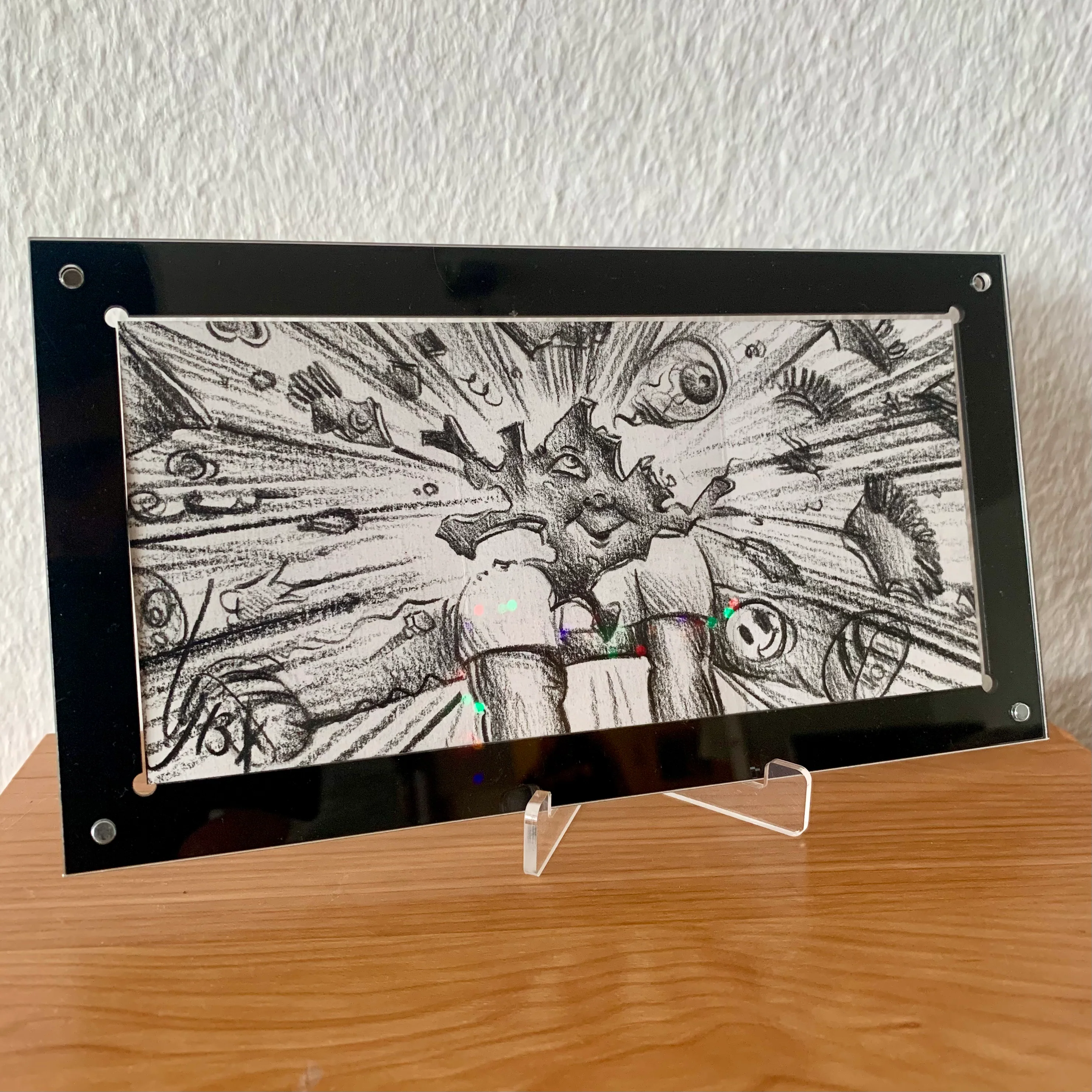 Acrylic Holder (MAGNETIC) For Triptych (triple)or Trifold Sketch Cards - BLACK
