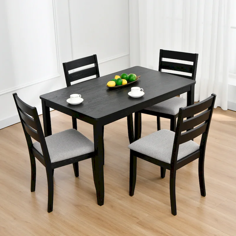 5-Piece Solid Wood 47L Dining Table Sets (1 Table+ 4 Slat Back Chairs)