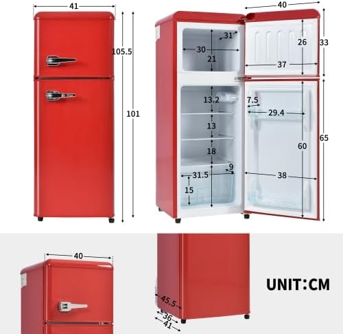 Merax Retro Kühlschrank mit Gefrierfach – Kleiner Mini Kühlschrank, 92L Gesamtvolumen, 28L Gefrierfach, 7 Temperaturstufen, Energieeffizienzklasse D – Ideal für Küche, Wohnzimmer