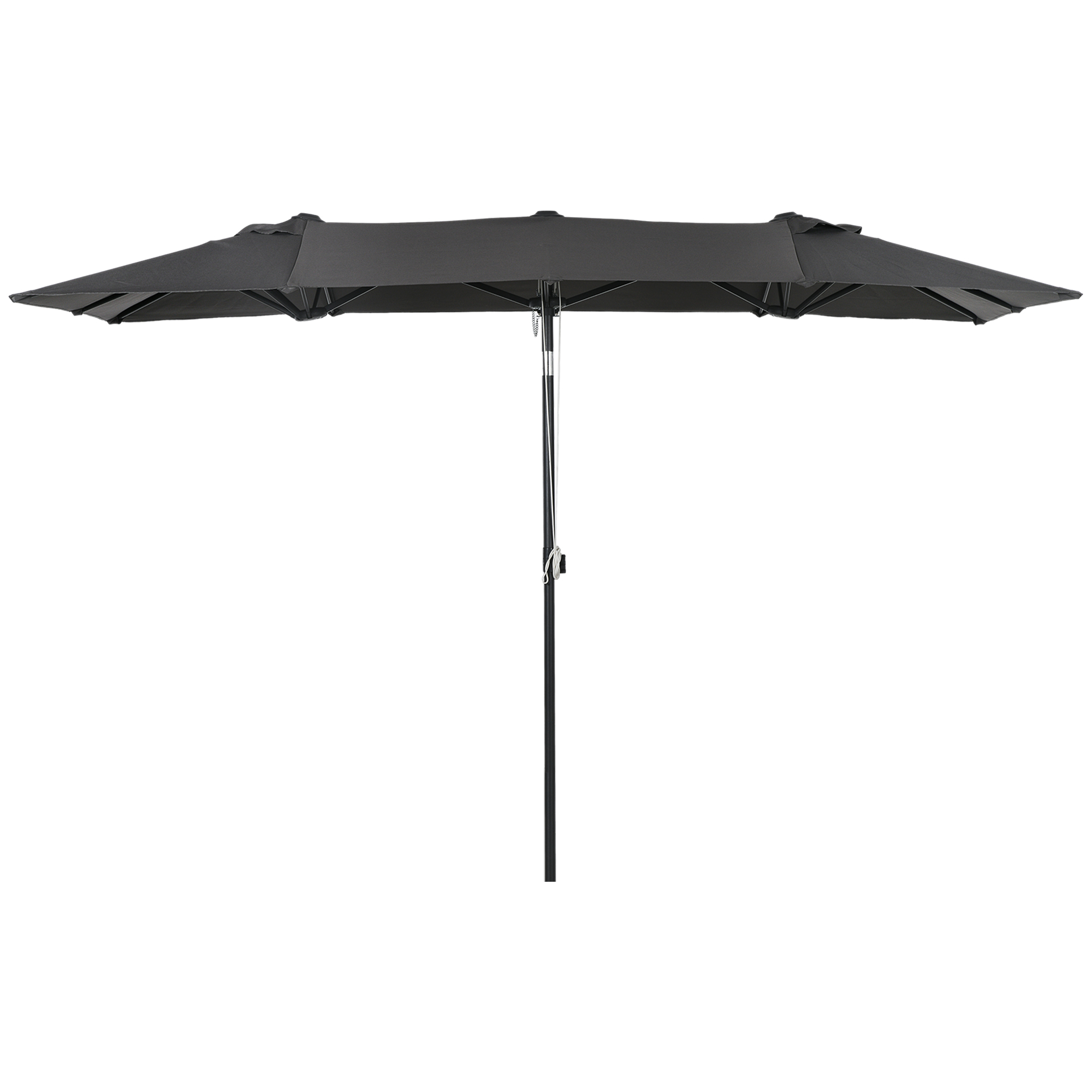 Grote parasol, verstelbaar in hoogte en kantelbaar, 150x295x170-214 cm, Grijs
