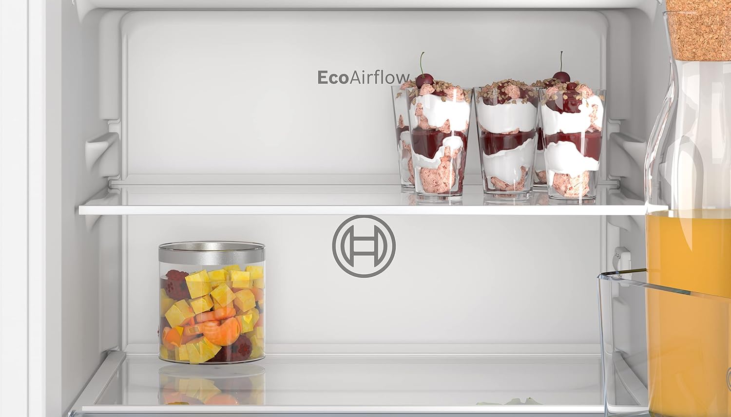 KIL22NSE0 Einbau-Kühlschrank Serie 2, integrierbarer Kühlautomat mit Gefrierfach 88x56 cm, 104L Kühlen, 15L Gefrieren, MultiBox XXL, LED-Beleuchtung, EcoAirflow, SuperCooling,Weiß