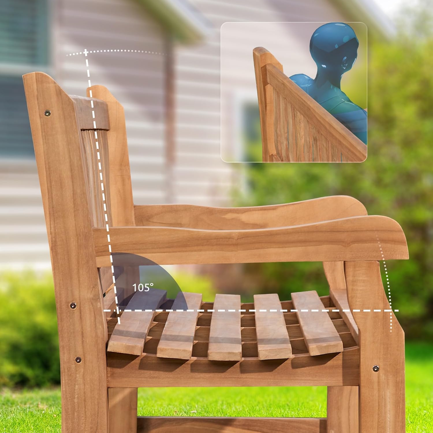 CLP Teakbank Jackson V2 I Wetterfeste Holzbank mit Rückenlehne I Stabile Gartenbank aus massivem Teakholz, Farbe:Teak, Größe:220 cm