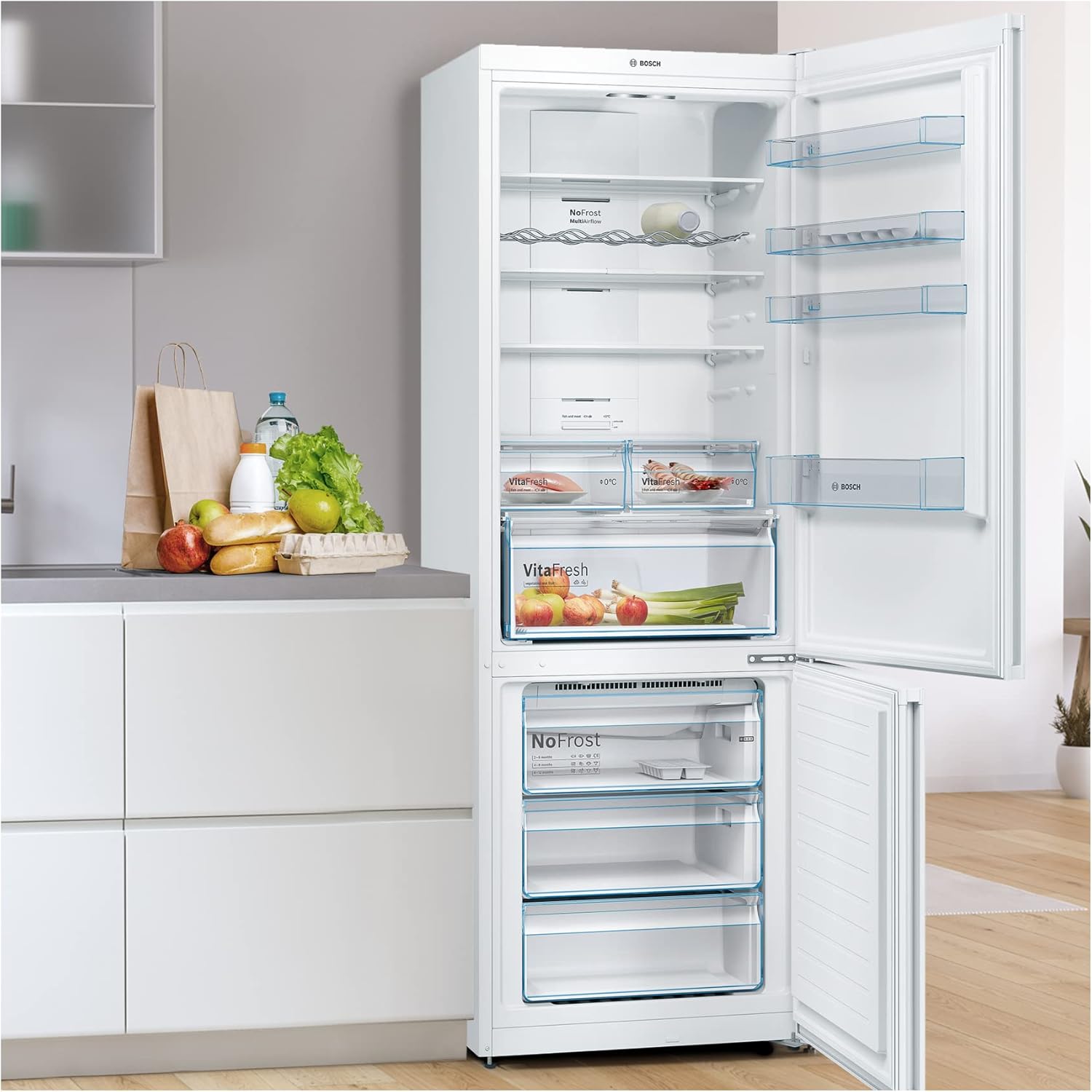 Bosch KGN49XWEA - Série 4, Réfrigérateur combiné pose-libre, 203 x 70 cm, Blanc