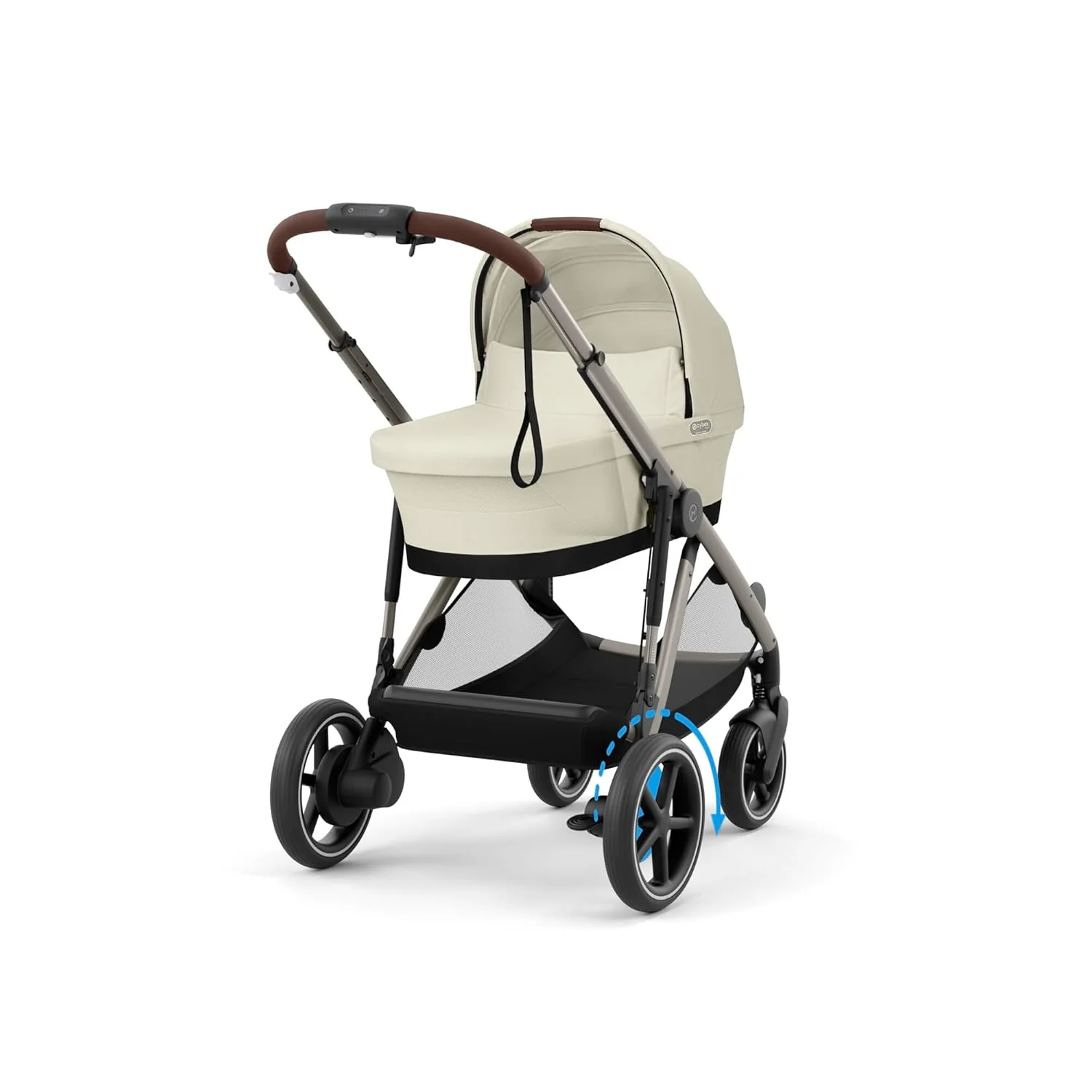 CYBEX Gold Kinderwagen e-GAZELLE S, Ab Geburt bis ca. 4 Jahre, Max. 22 kg (Single-Modus) / 2x 22 kg (Duo-Modus), All-in-1-System mit E-Antrieb und 20+ Konfigurationen, Moon Black