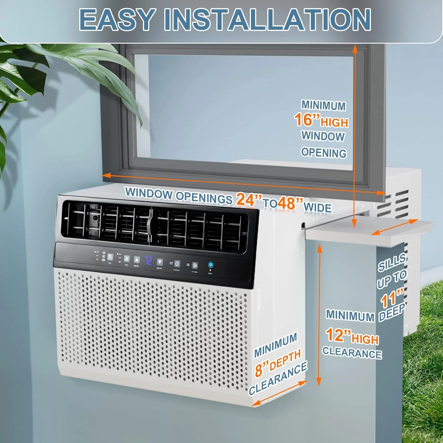 Antarctic Star 12,000 BTU U-Shaped Window Air Conditioner Unit Cools up to 550 Sq.Ft. with 6 Modes 24H Timer, Ultra Quiet Window AC Units