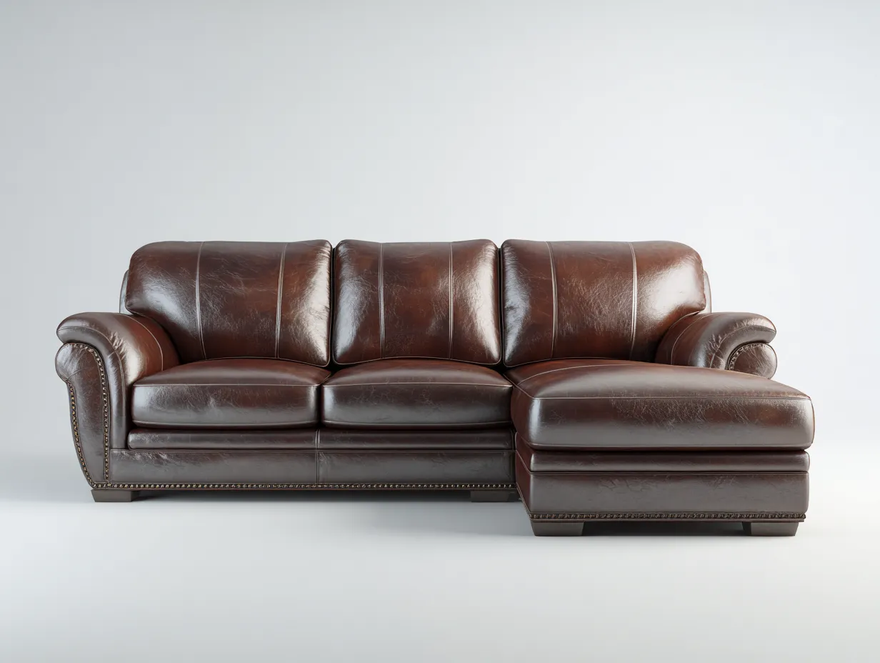Ecksofa-Leder-Holz-298x182x92 cm-Braun-Klassischer Stil