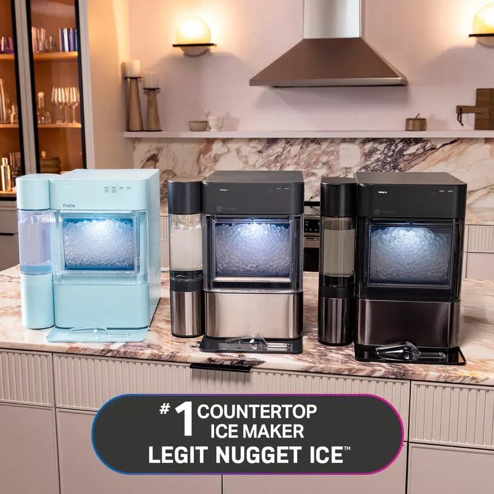 GE Profile Opal 2.0 XL with 1 Gallon Tank, Chewable Crunchable Countertop Nugget Ice Maker, Scoop included, 38 lbs in 24 hours, Pellet Ice Machine with WiFi & Smart Connected, Stainless Steel