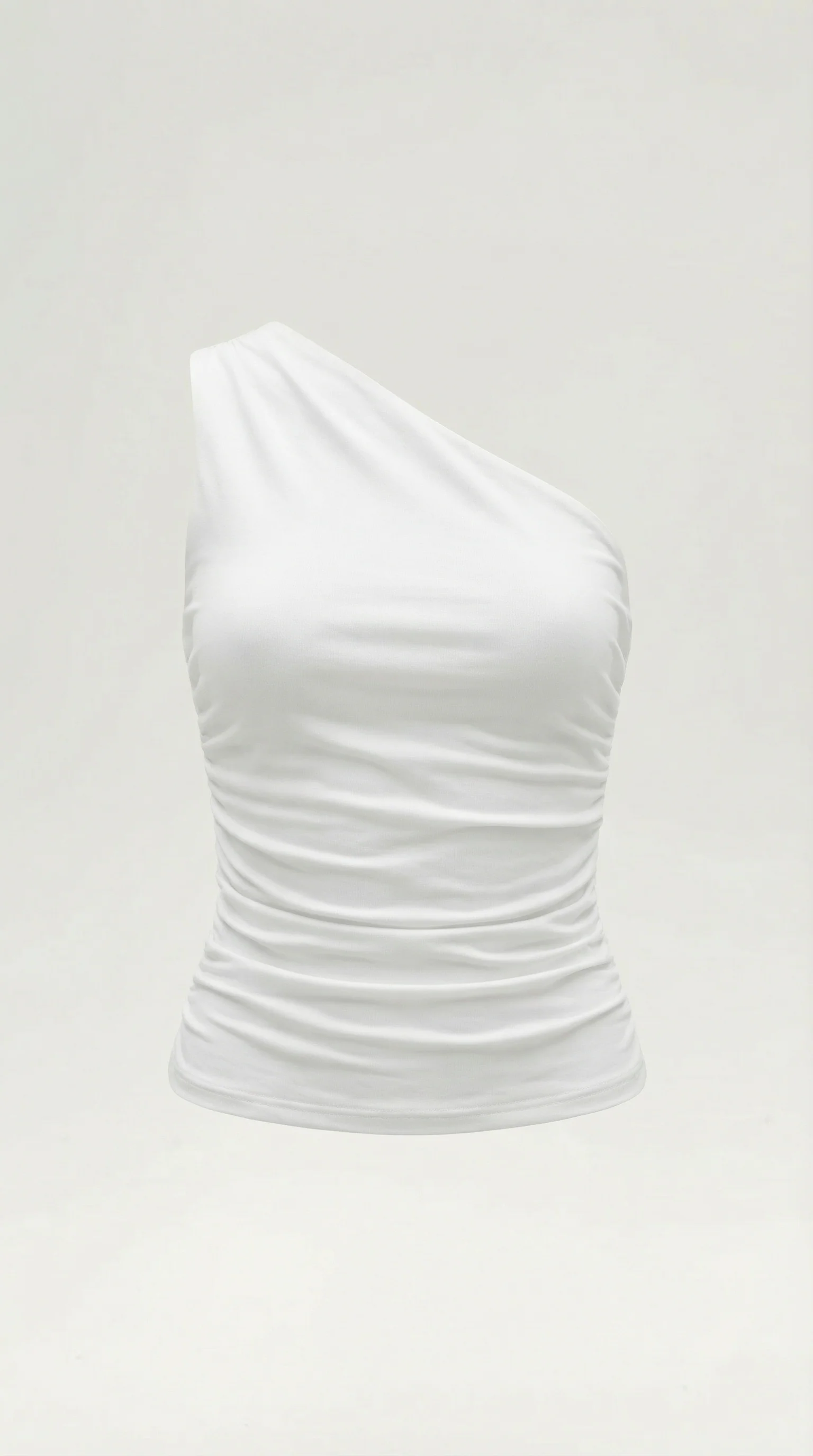 ?rmelloses One-Shoulder-Top mit seitlicher Raffung