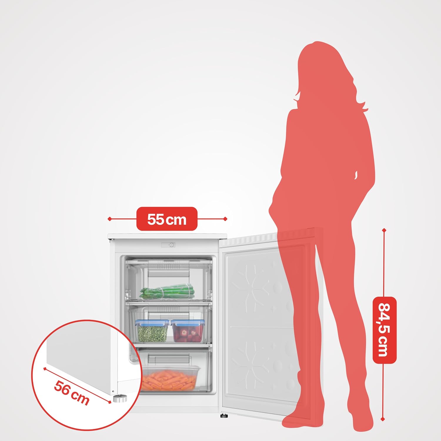 Amica Mini‑Gefrierschrank freistehend 84,5 x 55 x 56 cm 85 l 4‑Sterne‑Gefrierfach Türanschlag wechselbar AGS 3210 W – gefrierschrank weiß