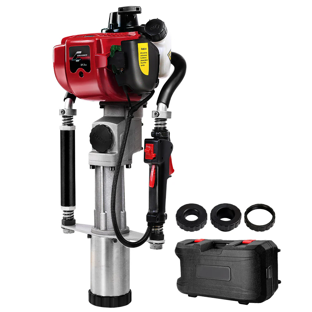 Giantz Petrol Post Driver 38CC 4-Stroke Rammer Pile Star Picket Fence Hole Drive Red