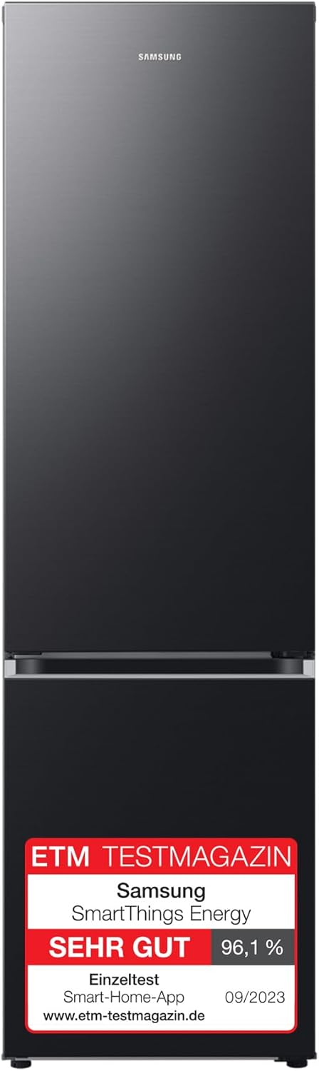 Samsung RB38C607AB1/EF Kühl-Gefrierkombination, 203 cm, 387 l, AI-Kühlschrank mit Gefrierfach, Wifi & AI Energy Mode, Humidity Fresh+, Space Max Technologie, No Frost+, Premium Black Steel