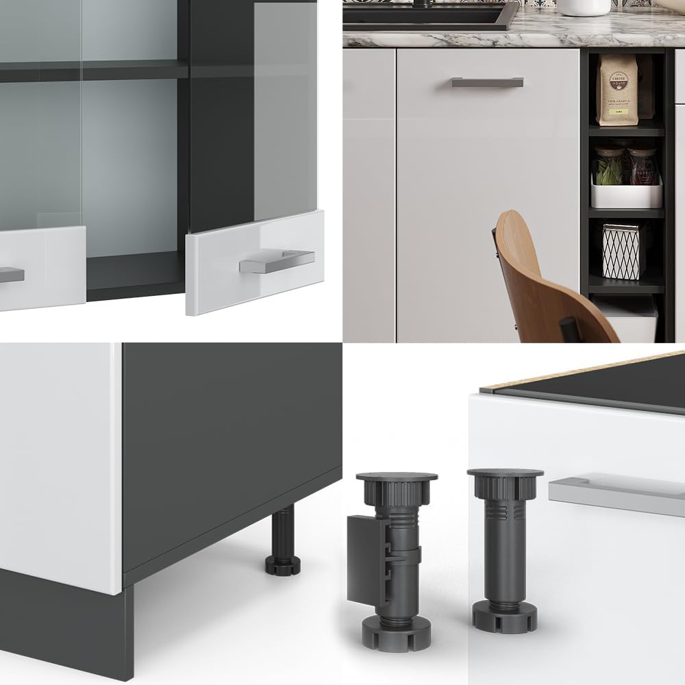 Vicco Singleküche R-Line, Weiß Hochglanz/Anthrazit, 160 cm ohne Arbeitsplatte