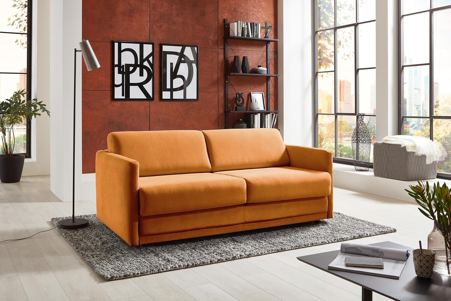 ATLANTIC home collection Schlafsofa Limone, hochwertig gepolstert, Safran, Dauerschläfer mit 140/200 Liegefläche, 193x93x90 cm (BxTxH)