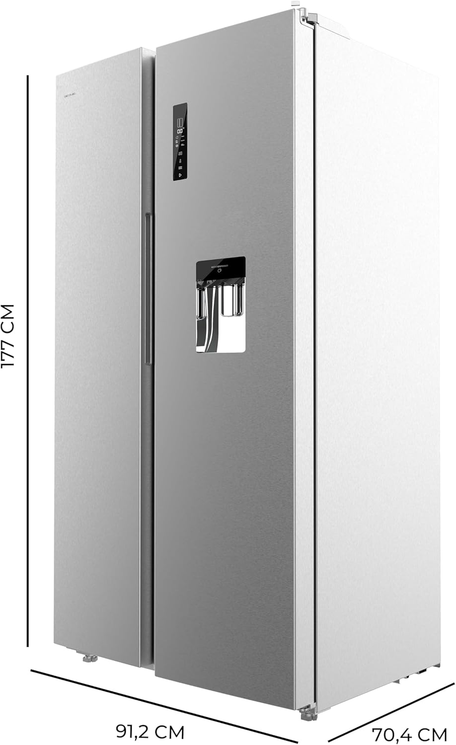 Cecotec Réfrigérateur Américain de 559 Litres Bolero CoolMarket SBS 562 Inox D. 177 cm de Hauteur et 90 cm de Largeur, Classe D, Système Multi Air Flow, No Frost Total, Moteur Inverter Plus