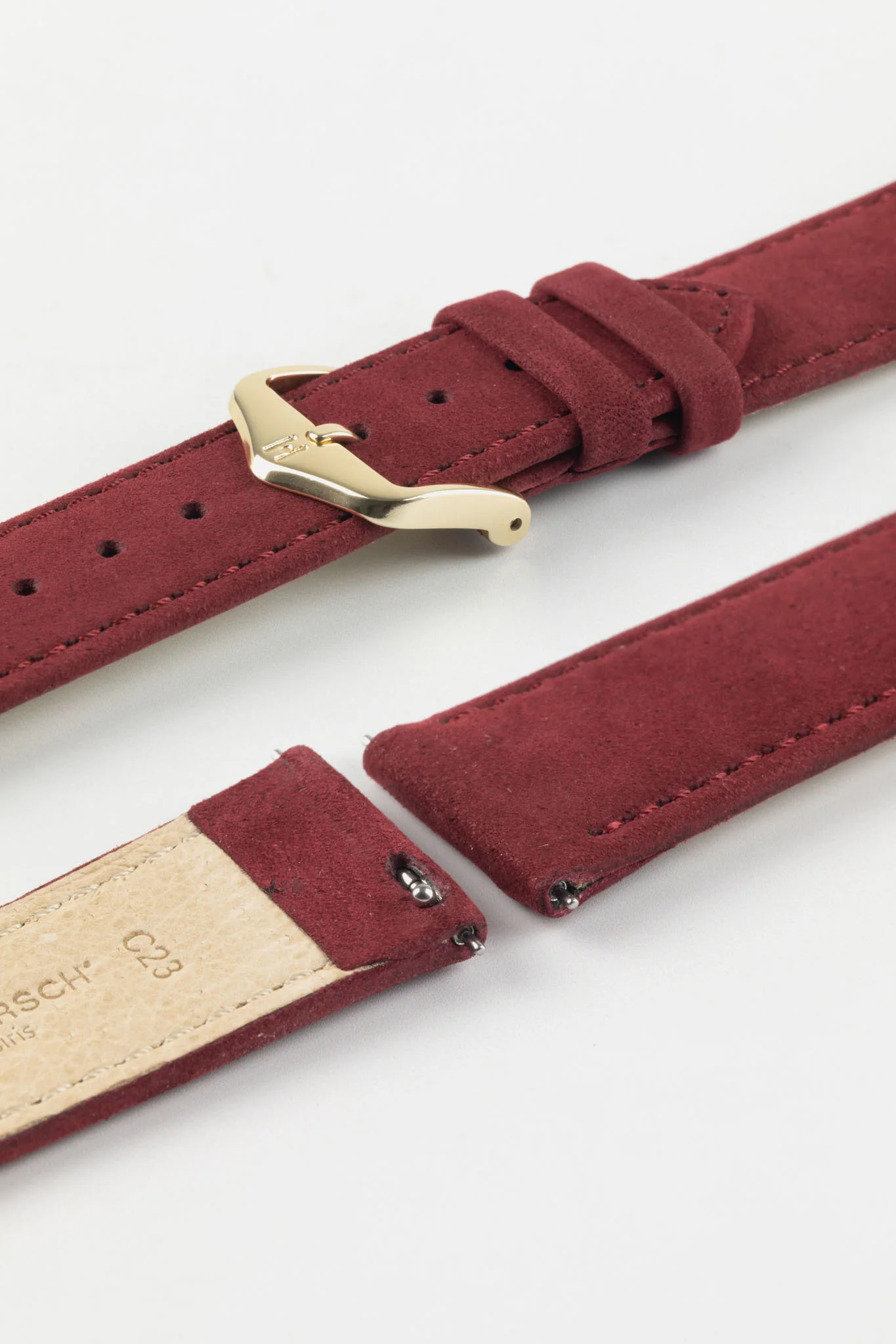 Hirsch OSIRIS Limited Edition Calf Leather with Nubuck Effect Watch Strap in BURGUNDY