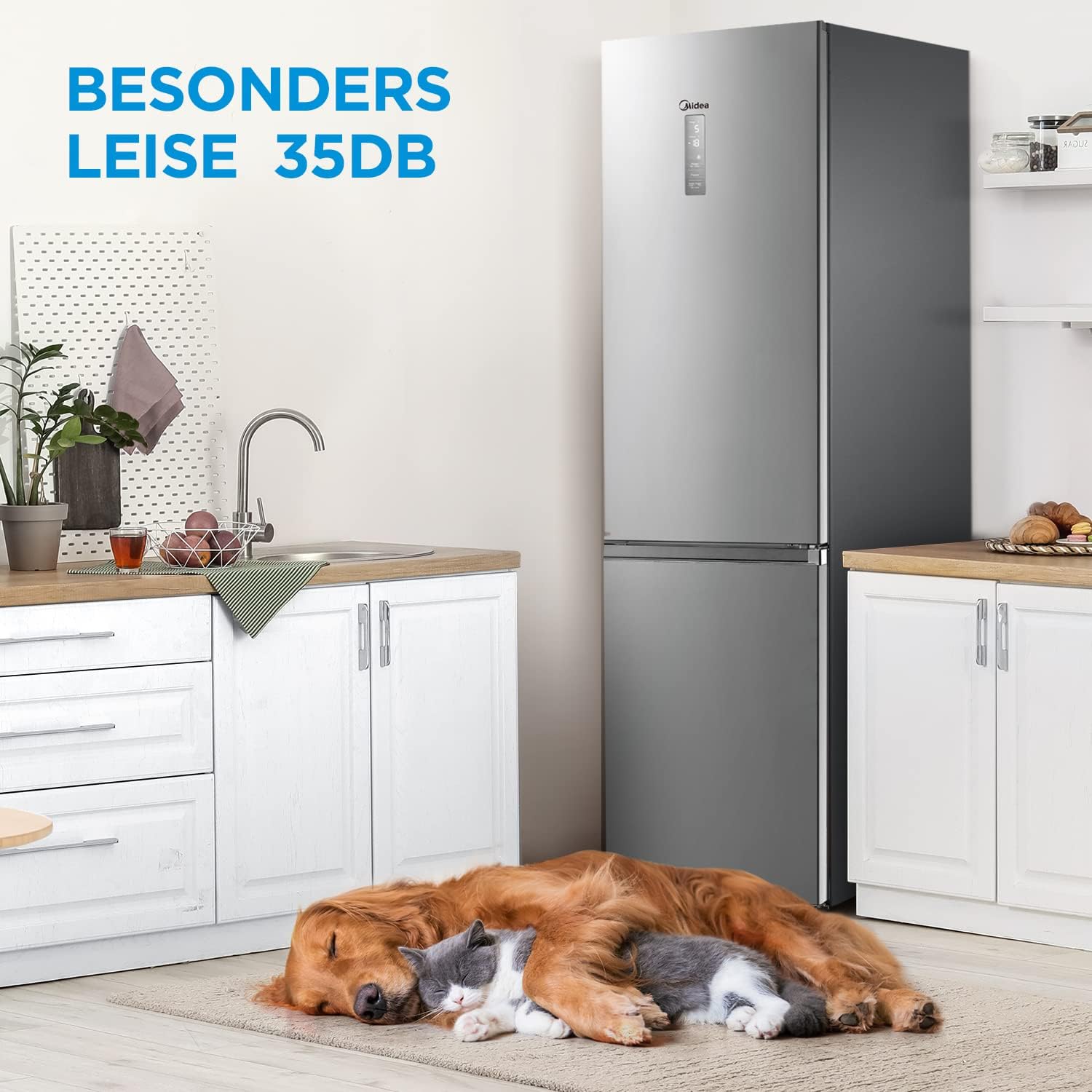 Midea MERB276FGE02A Fridge/Freezer Combination, 180 cm Height, NoFrost, Double Control, Super Cooling Function, 219 kWh per Year, Fridge Capacity 199 L, 71 L Freezer Capacity