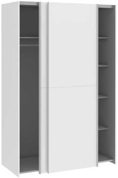 FORTE OZZULA Schrank 120, Kleiderschrank Weiß, Schwebetürenschrank, Schlafzimmerschrank Modern 2-türig mit Einlegeböden und Kleiderstange, 120 cm breit x 190.5 cm hoch x 61 cm tief