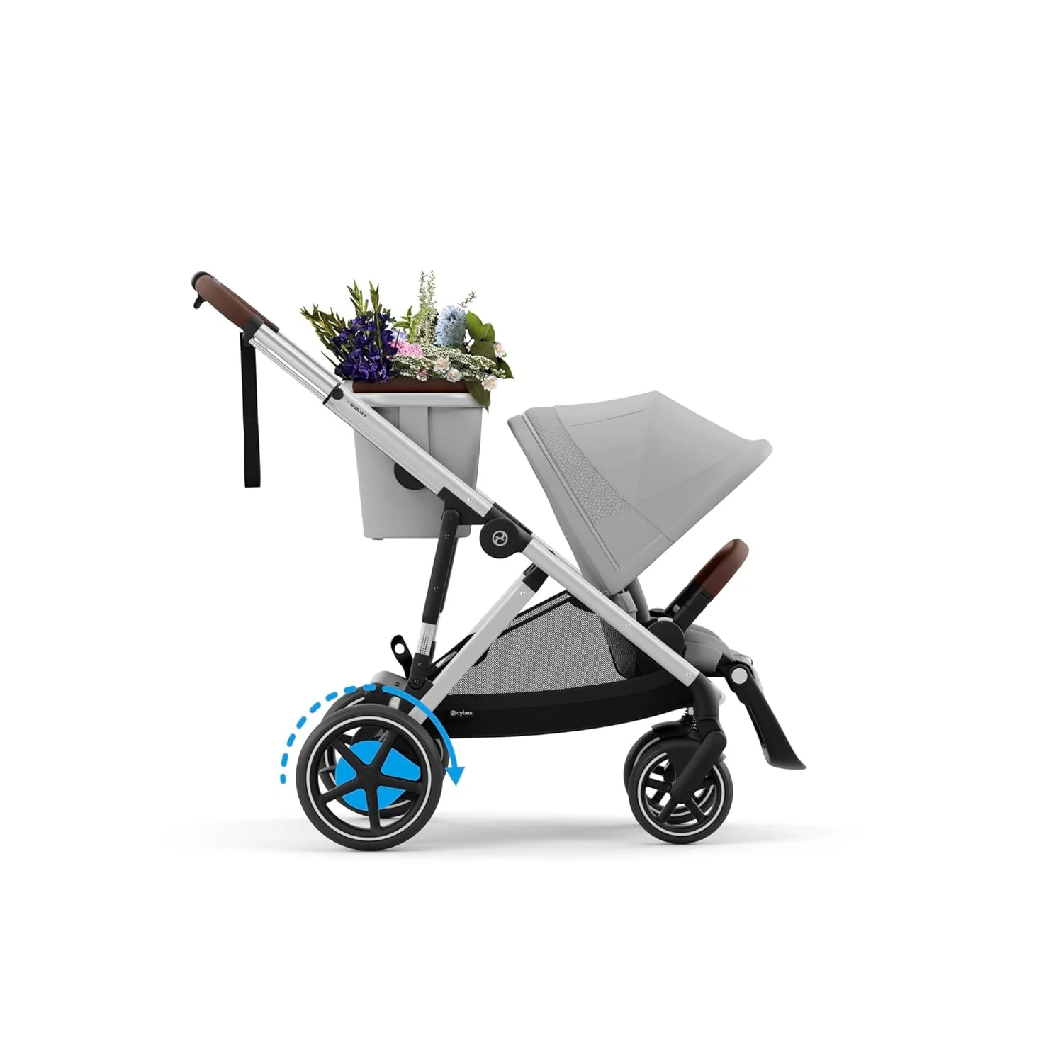 CYBEX Gold Kinderwagen e-GAZELLE S, Ab Geburt bis ca. 4 Jahre, Max. 22 kg (Single-Modus) / 2x 22 kg (Duo-Modus), All-in-1-System mit E-Antrieb und 20+ Konfigurationen, Moon Black