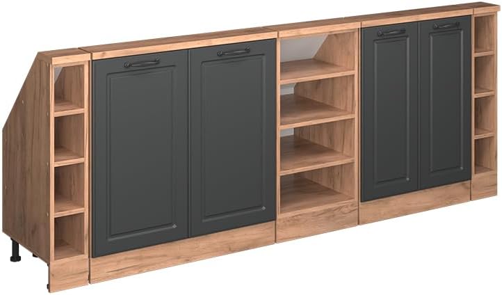 Vicco Dachschrägenschrank-Set Rion, Anthrazit Landhaus/Goldkraft Eiche, 5er Set