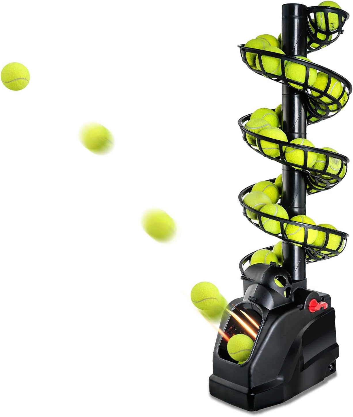 Tennisbälle Maschine(Maximal 30 Bälle),Tennisball Trainer für selbsttraining,Anfänger/Kinder/Lehrer/Zuhause/Gericht,genaue effiziente Ballwurfmaschinen für alle Stufen/Alter,AC&Batterie&USB-Kabel